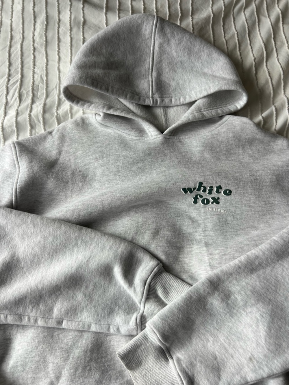 White Fox Logo Hoodie - Light Heather Gray
